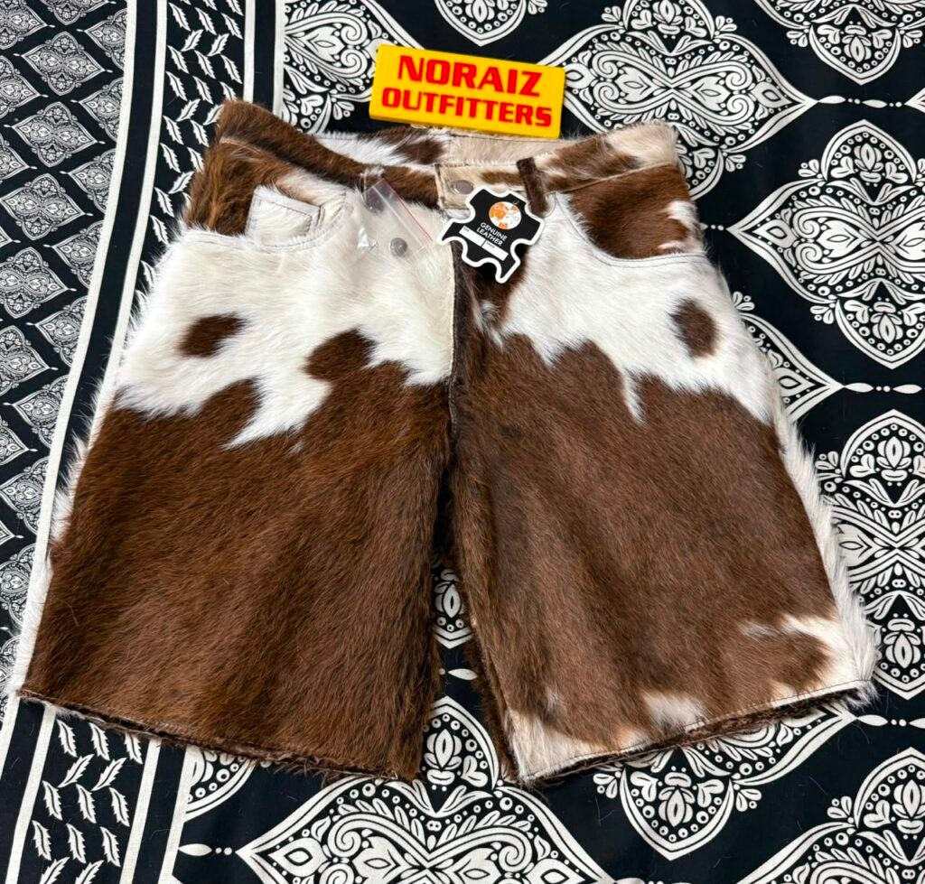 Genuine Hair On Cowhide Leather Shorts | Western Cowboy Shorts | Natural Cowhide