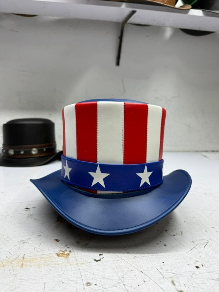 Genuine Leather American Flag Cowboy Hat – Patriotic USA Western Hat Stars & Stripes