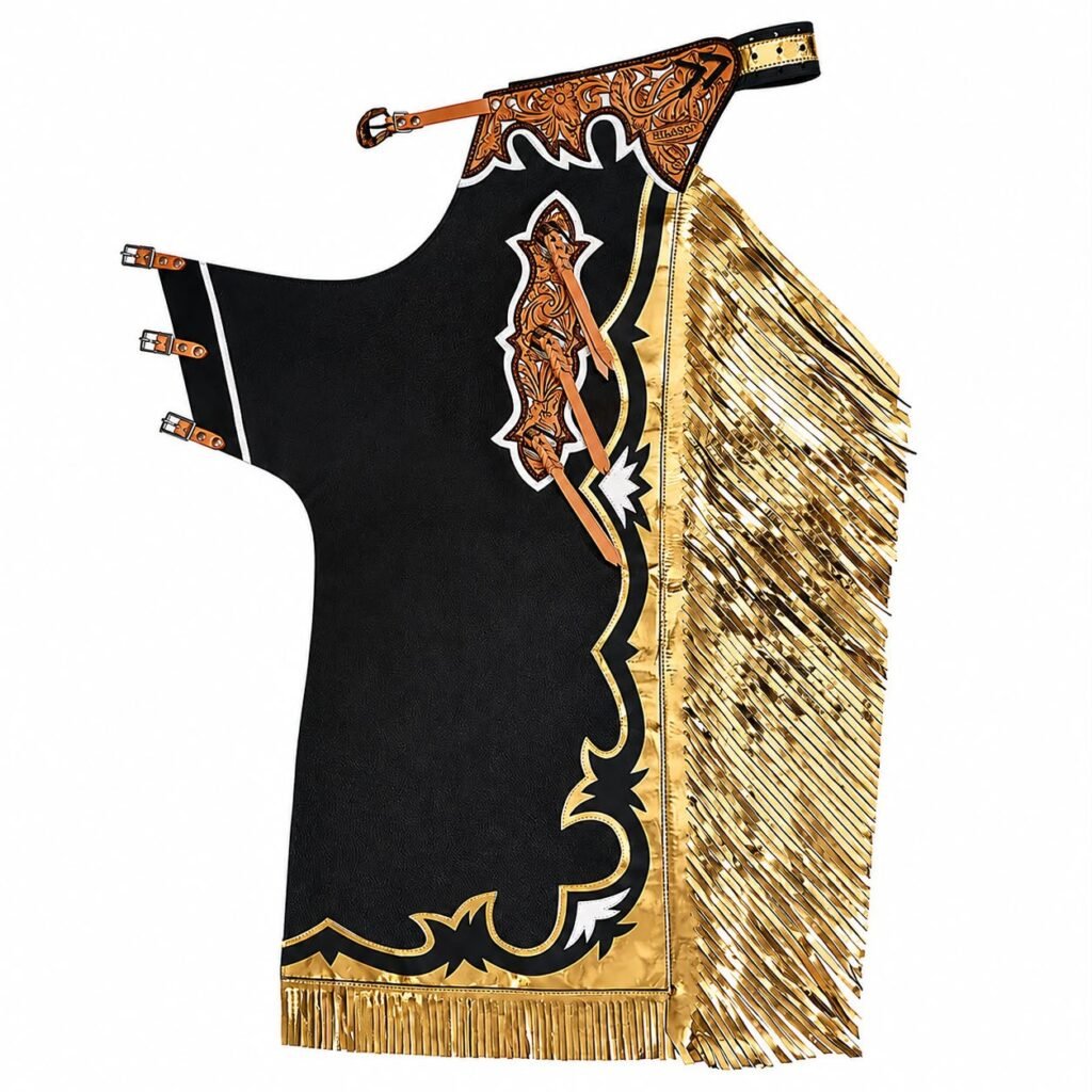Handmade Genuine Leather Bull Riding Chaps Western Rodeo Cowboy Fringe Chaps