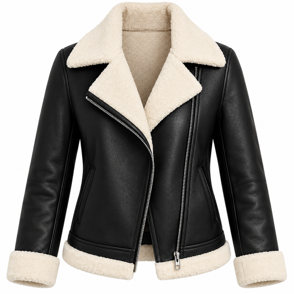 Women's Sheepskin Aviator Jacket – Genuine Lambskin Leather Shearling Bomber Jacket