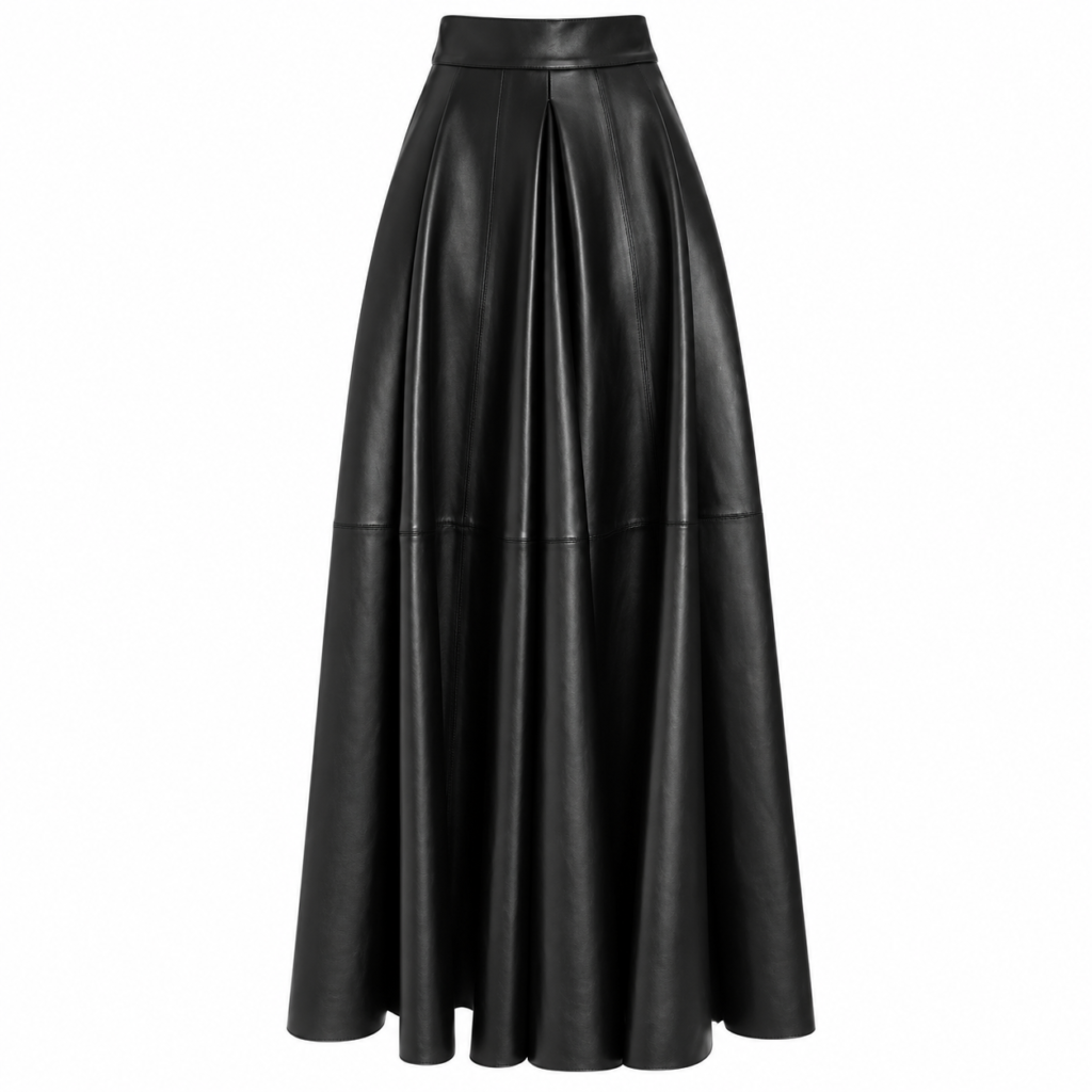 Women’s Black Genuine Leather Maxi Skirt